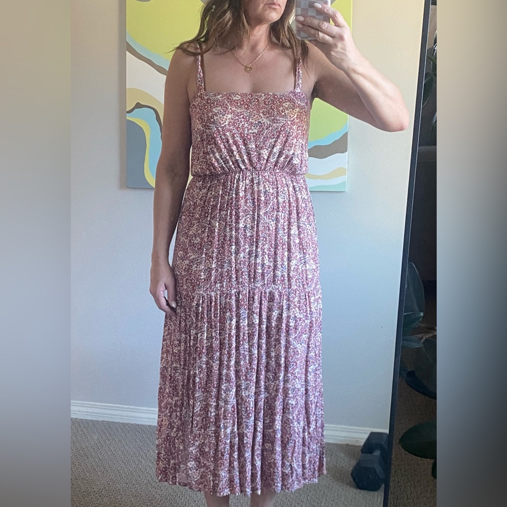 Floral Pink Tiered Maxi Dress